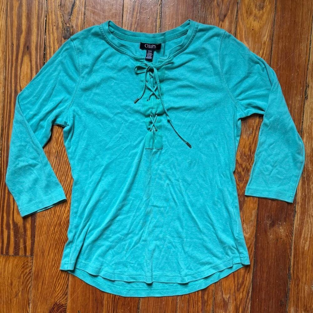 Chaps teal quarter sleeve shirt